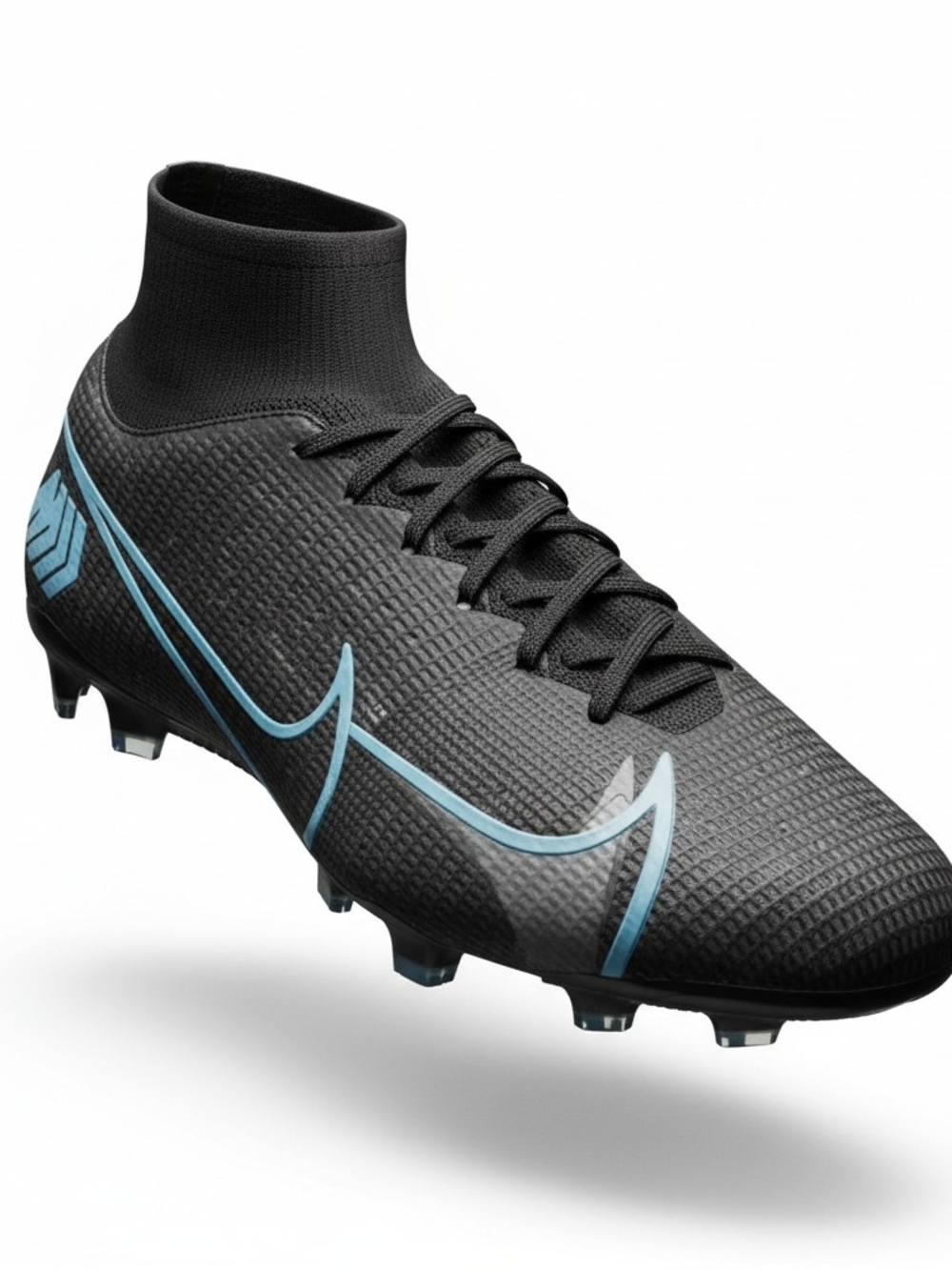 Nike Big Kid's Black Soccer Cleat with Light Blue Accents